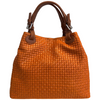Modarno Borsa a Mano Stampa Intrecciata da Donna con Tracolla in vera pelle made in Italy - 33x17x29 Cm