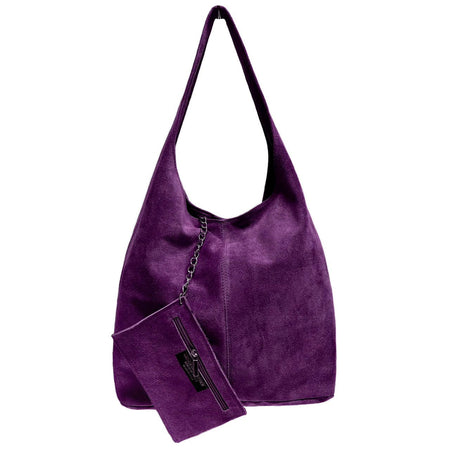 Modarno Borsa a tracolla da donna in pelle scamosciata pochette, borsa a tracolla, shopper, da donna, in vera pelle