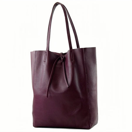 Modarno Shopper Bag a spalla in pelle con doppio manico, Shopper Large con tasca interna in pelle