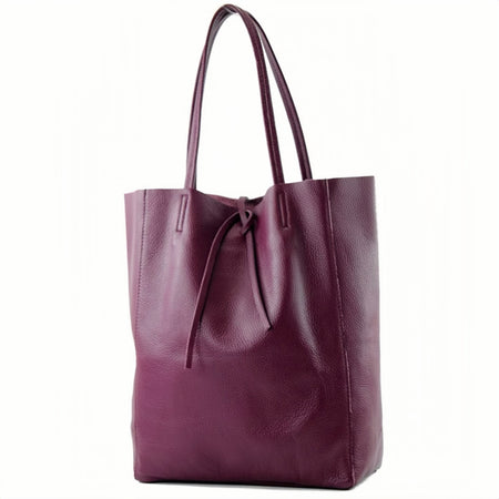 Modarno Shopper Bag a spalla in pelle con doppio manico, Shopper Large con tasca interna in pelle