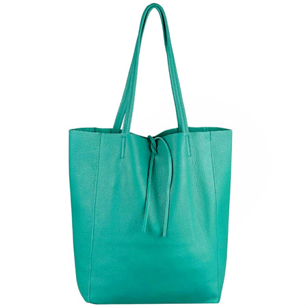 Modarno Shopper Bag a spalla in pelle con doppio manico, Shopper Large con tasca interna in pelle