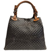 Modarno Borsa a Mano Stampa Intrecciata da Donna con Tracolla in vera pelle made in Italy - 33x17x29 Cm