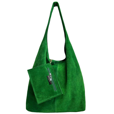 Modarno Borsa a tracolla da donna in pelle scamosciata pochette, borsa a tracolla, shopper, da donna, in vera pelle