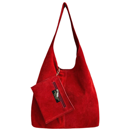 Modarno Borsa a tracolla da donna in pelle scamosciata pochette, borsa a tracolla, shopper, da donna, in vera pelle