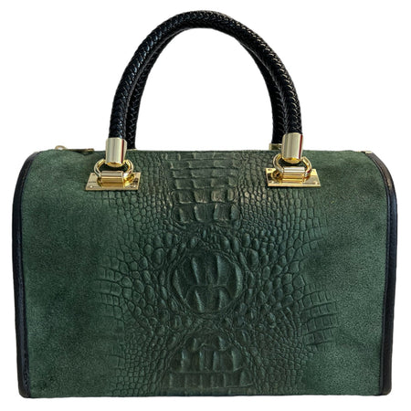 Modarno Borsa donna - borsa a mano in pelle camoscio stampa cocco