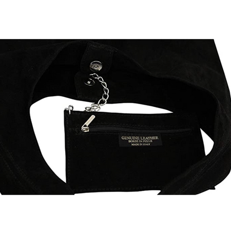 Modarno Borsa a tracolla da donna in pelle scamosciata pochette, borsa a tracolla, shopper, da donna, in vera pelle