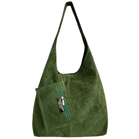 Modarno Borsa a tracolla da donna in pelle scamosciata pochette, borsa a tracolla, shopper, da donna, in vera pelle