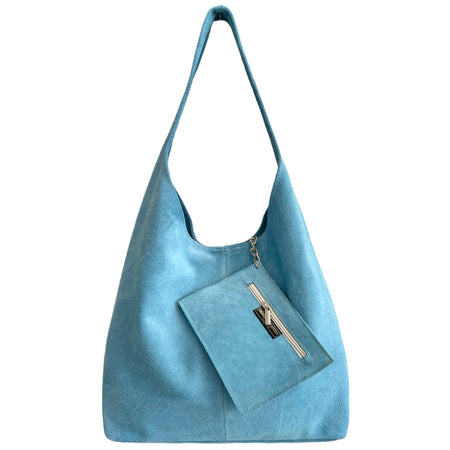 Modarno Borsa a tracolla da donna in pelle scamosciata pochette, borsa a tracolla, shopper, da donna, in vera pelle