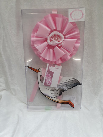 Fiocco Nascita Rosa con cicogna