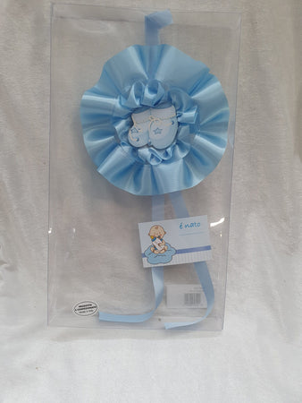 Fiocco Nascita in raso Azzurro