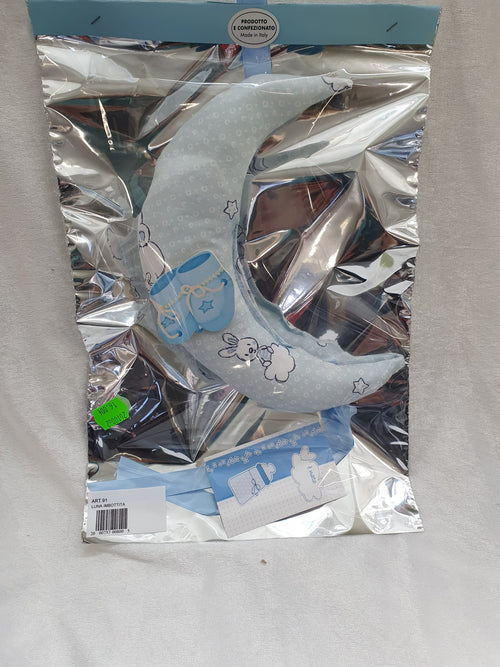 Fiocco Nascita Luna Imbottita Azzurra