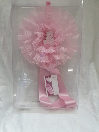 Fiocco Nascita Rosa in pizzo