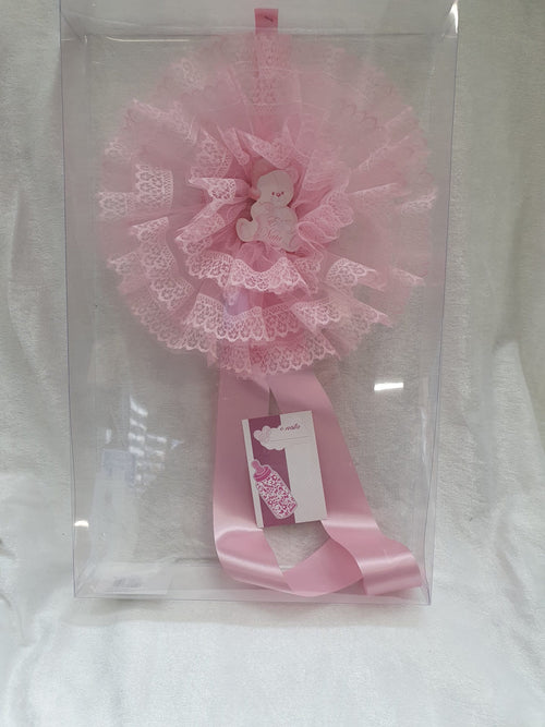 Fiocco Nascita Rosa in pizzo