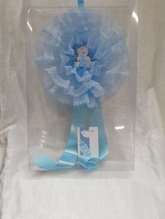 Fiocco Nascita Azzurro in pizzo