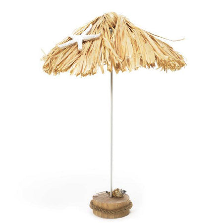 Centrotavola a forma di Ombrellino in paglia ideale per festa a tema  ø 22 cm.
