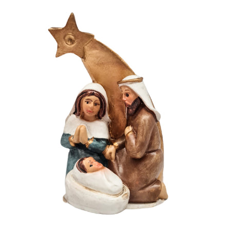Natività monoblocco con stella cometa in poliresina decorazione natalizia