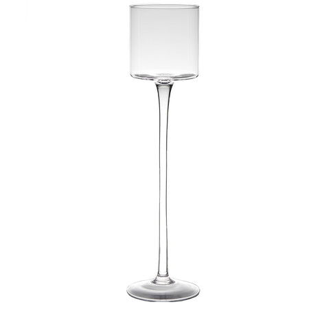 Porta candela da tavolo con piede in vetro trasparente decorazione elegante