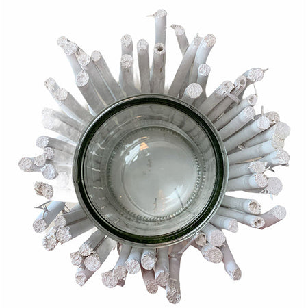 Vaso portacandela in legno bianco per esterno e interno decorazione per giardino