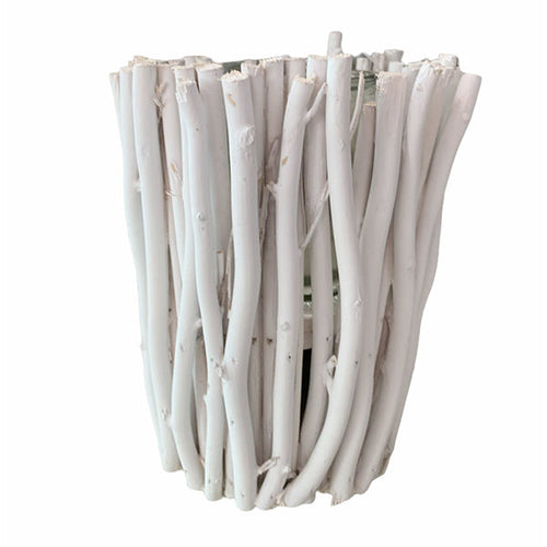 Vaso portacandela in legno bianco per esterno e interno decorazione per giardino
