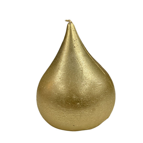 Candela decorativa goccia rigata natalizia luminosa color oro per interno