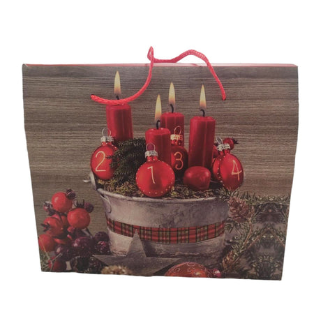 Busta per pacco regalo o panettone con decorazione natalizio h 23 cm