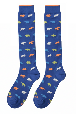 Calze lunghe Uomo - Gallo - Fantasia elefanti - blu