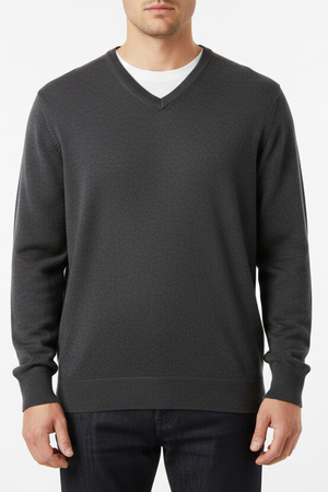 Maglia uomo Bramante - scollo a V Colore nero Cotone Made in Italy