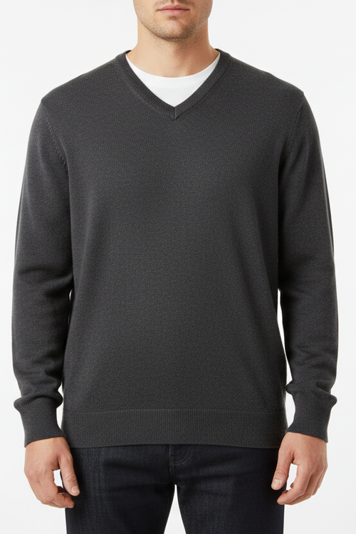 Maglia uomo Bramante - scollo a V Colore nero Cotone Made in Italy