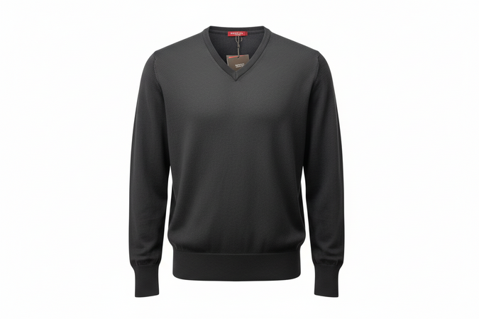 Maglia uomo Bramante - scollo a V Colore nero Cotone Made in Italy