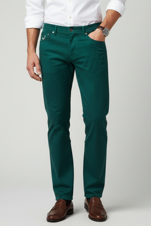 Pantalone uomo Jacob Cohen - Cotone verde smeraldo Made in Italy