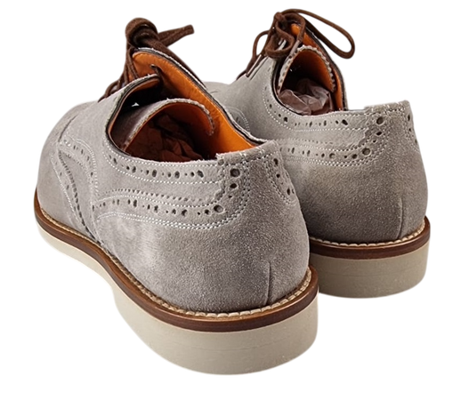 Scarpa Uomo Santoni - Derby Stringata Brogue Grigio chiaro