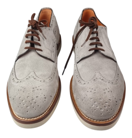 Scarpa Uomo Santoni - Derby Stringata Brogue Grigio chiaro