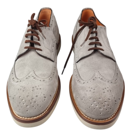Scarpa Uomo Santoni - Derby Stringata Brogue Grigio chiaro