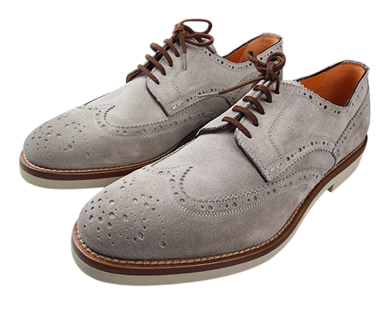 Scarpa Uomo Santoni - Derby Stringata Brogue Grigio chiaro