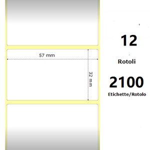 White 57x32mm, 2100Et/Rotolo Z-2000D,2.2x1.3x1Core,circonferenza 109mm