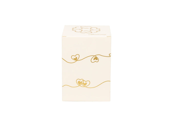 Portacandela dorato Harmony con cuore bianco e candela inclusa, bomboniera in porcellana con scatolo