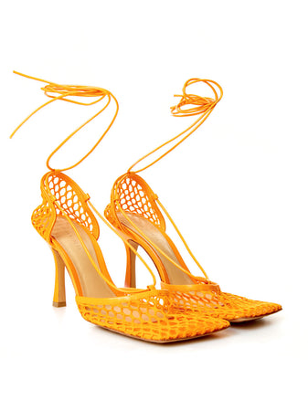 Bottega Veneta Pumps Stretch in Rete Arancione da donna