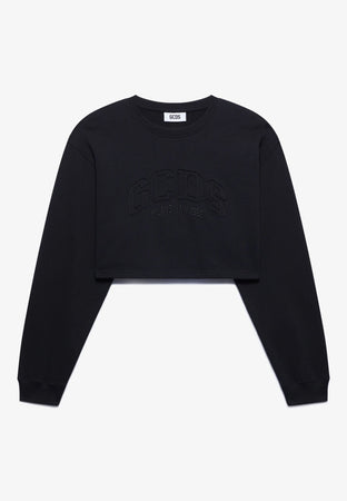 GCDS FELPA LOUNGE LOGO CROP CREWNECK da donna