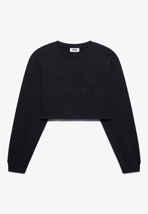 GCDS FELPA LOUNGE LOGO CROP CREWNECK da donna