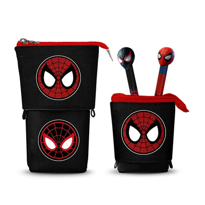 Marvel Spiderman Peter-Astuccio Portatutto Carino + 2 Penne Gel Cancellabili, Rosso