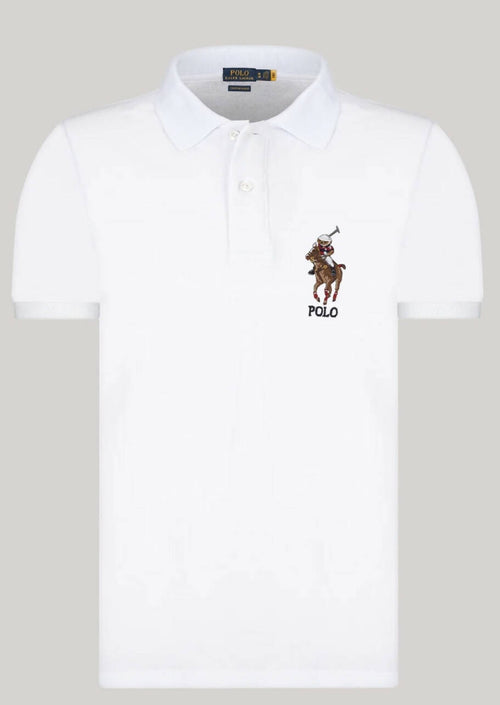 Ralph Lauren Polo Uomo Custom-Slim Polo Bear Tinta Unita in Cotone Polo Maniche Corte