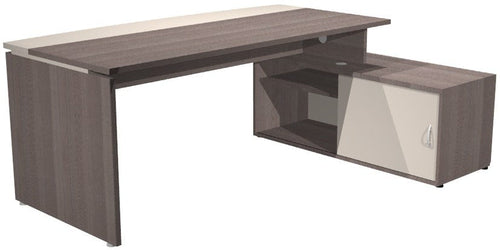Scrivania con mobile in melaminico verniciato per ufficio cm. 186,5/206,5x135,7x74h