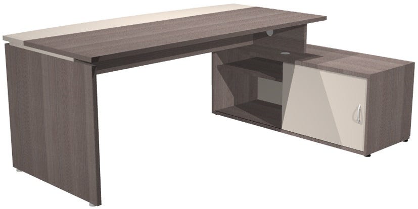 Scrivania con mobile in melaminico verniciato per ufficio cm. 186,5/206,5x135,7x74h