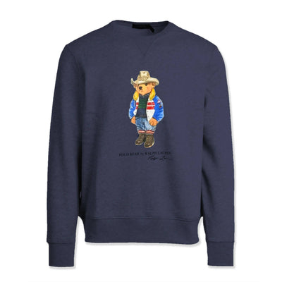 Polo Ralph Lauren Felpa Uomo Polo Bear Men's Sweatshirt Girocollo Stampa Orso Orsetto Polsini A Coste Felpa Senza Cappuccio