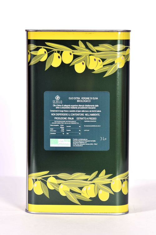 Olio Extra-vergine Di Oliva Biologico De Bellis- olio nuovo 2025 2 Lattine Da 3l