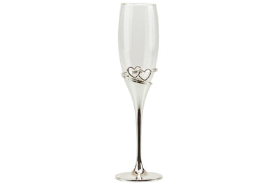 Matrimonio Harmony Coppia flut silver con doppio cuore Porcellana