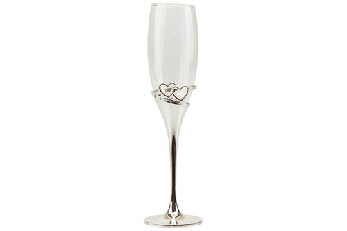 Matrimonio Harmony Coppia flut silver con doppio cuore Porcellana