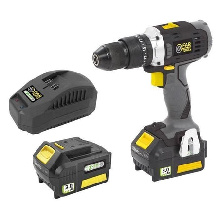 X-FIT PACK 'BIG WORK' 3 macchine 18V + 2 batterie 18V 3.0Ah: Trapano / Avvitatore + Martello Perfo + Smerigliatrice angolare