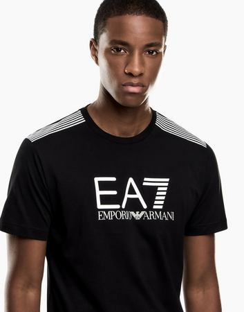 Emporio Armani T-Shirt Uomo Girocollo 7 Lines in Jersey Di Misto Cotone Asv
