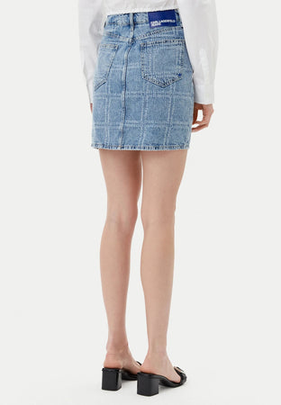 KARL LAGERFELD GONNA KLJ PATCHWORK DENIM SKIRT da donna
